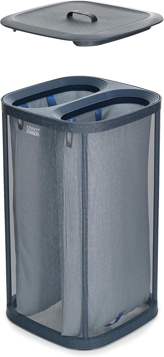Joseph Joseph Tota 60 liter/15.8 gallon Laundry Hamper Separation Basket with lid, 2 Removable