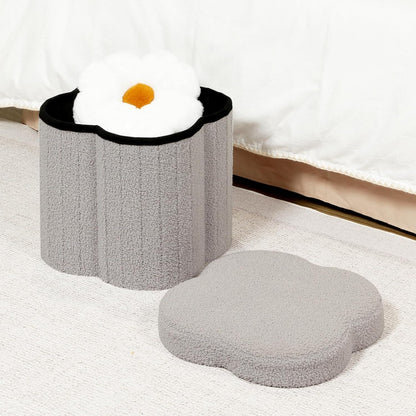 B FSOBEIIALEO Storage Ottoman Cube, Flowers Shaped Ottomans with Storage Foot Stool Footrest for