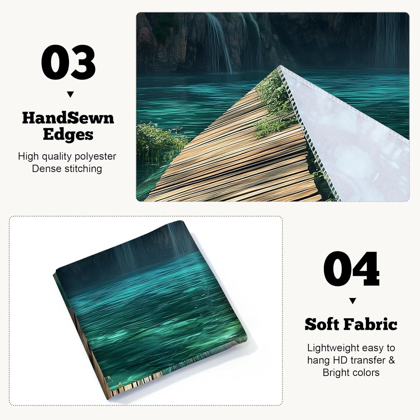 BSFHH Nature Tapestry Forest Tree Sea Cave Wall Hanging, Stream Through Rainforest Landscape Wall