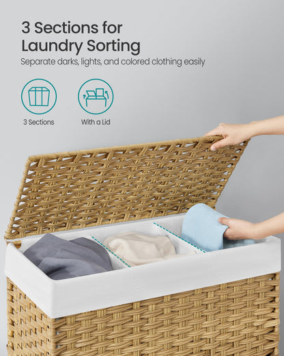 SONGMICS Laundry Hamper with Lid, 42.3 Gallons (160 L), Rolling Laundry Basket with Wheels