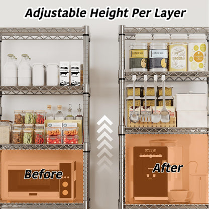 GarveeHome 5-Tier Heavy Duty Storage Shelves 1100 LBS Metal Wire Rack Shelving with Lockable
