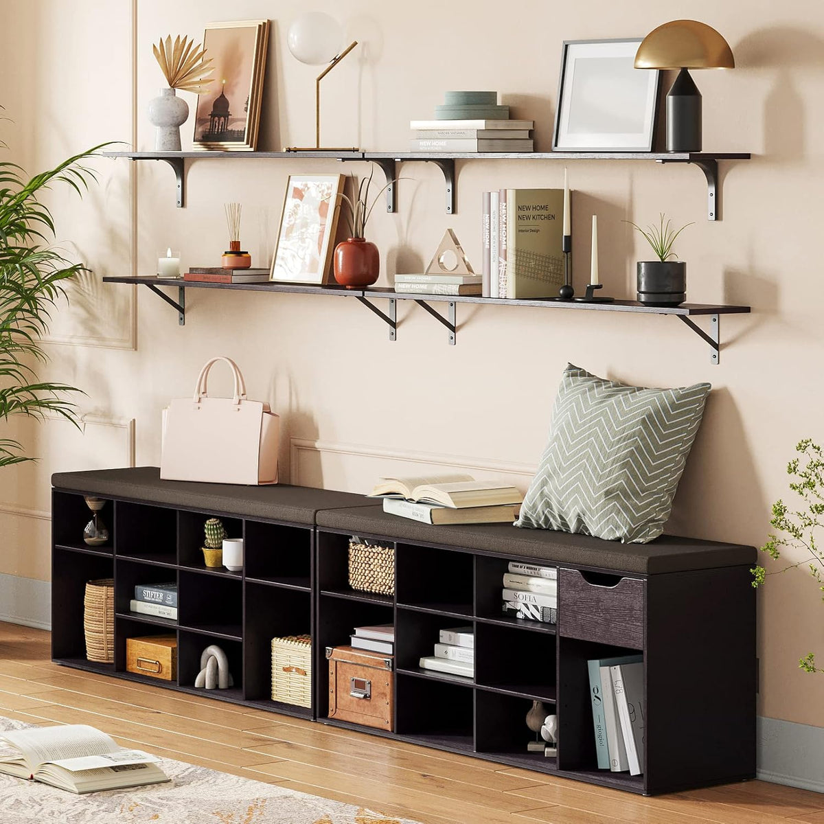 DINZI LVJ Long Wall Shelves, 39.4Inch Wall Mounted Shelves Set of 2, Extra Large Wall Storage