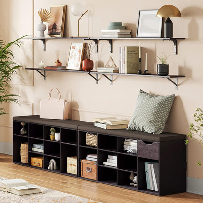 DINZI LVJ Long Wall Shelves, 39.4Inch Wall Mounted Shelves Set of 2, Extra Large Wall Storage