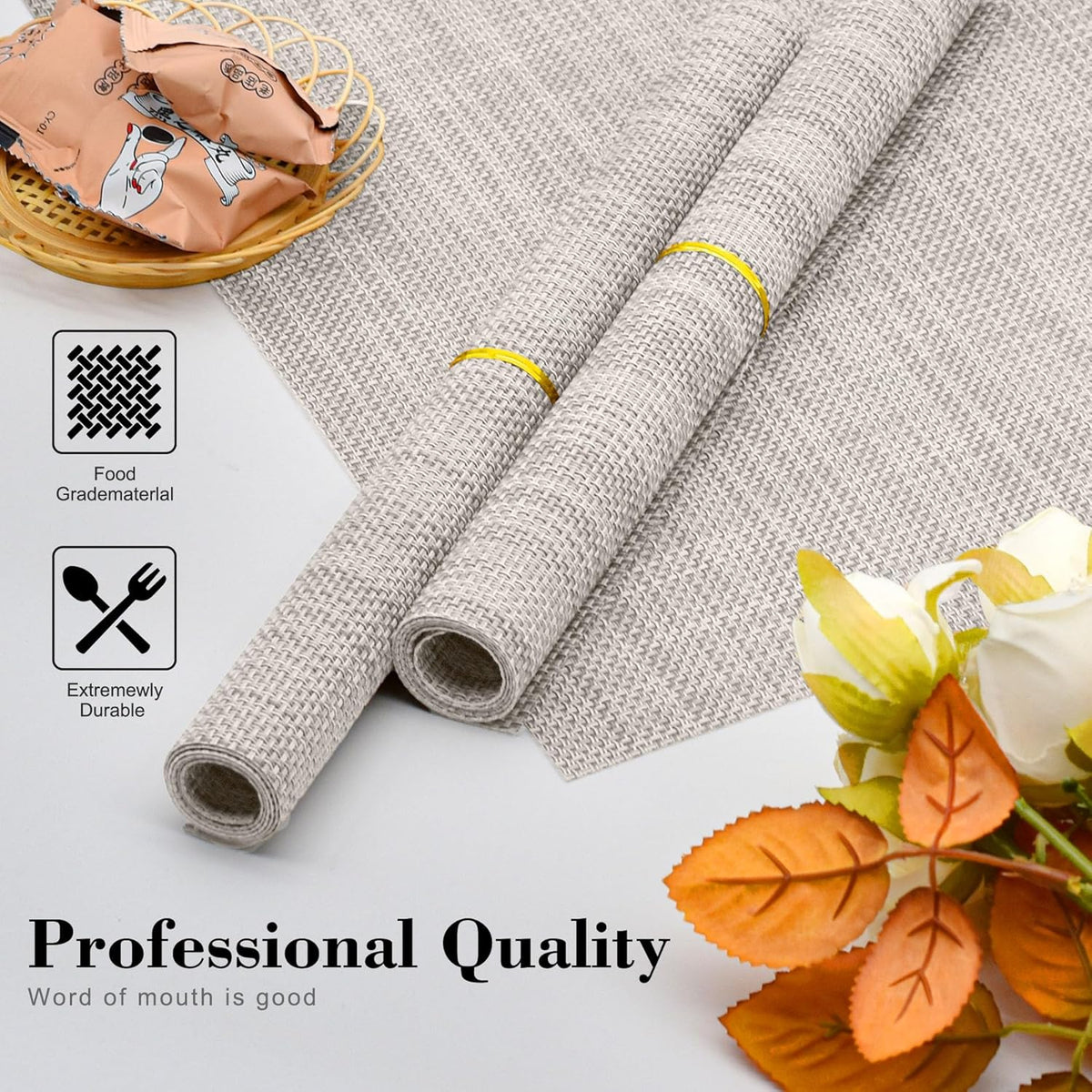 CADONO Placemats Set of 4 Washable Indoor/Outdoor Vinyl Place Mats for Dining Table Durable