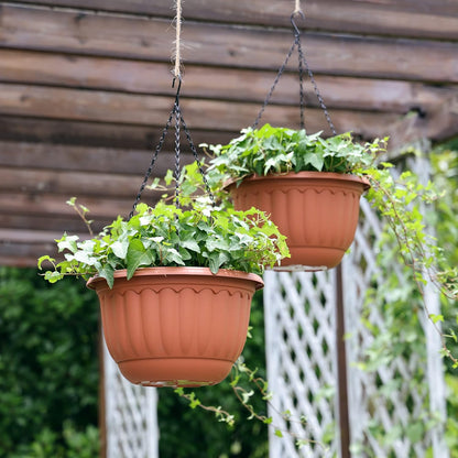 YIKUSH Hanging Planter for Indoor and Outdoor Plants 2 Pack 12 inch Flower Pot Plastic Plant Pot