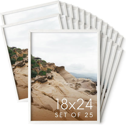 Haus and Hues 18x24 White Oak Wood Picture Frames Set of 25 - Premium Bulk Picture Frames 18x24