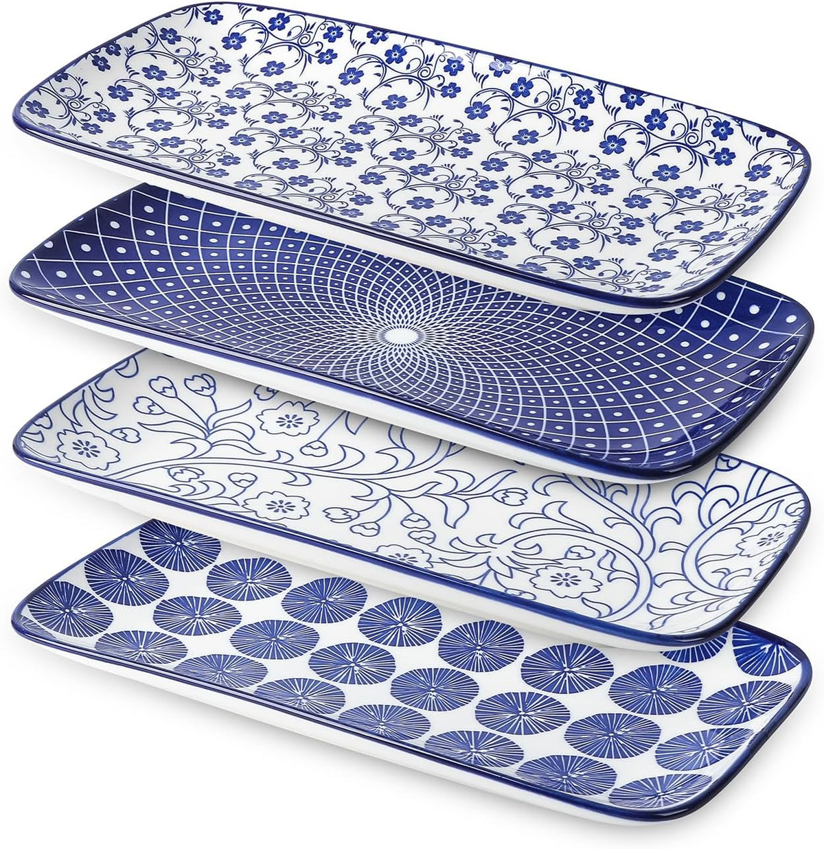 Selamica Ceramic Serving Platters, 14 Inch Serving Trays for Party Entertaining, Large Rectangular