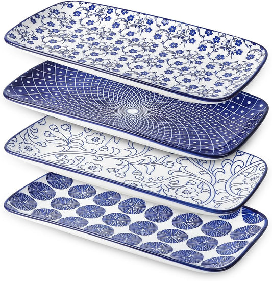 Selamica Ceramic Serving Platters, 14 Inch Serving Trays for Party Entertaining, Large Rectangular