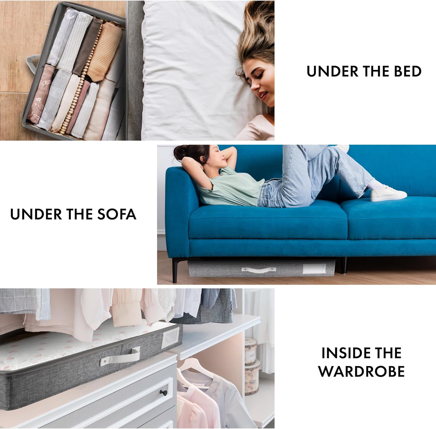 HOMELUX THEORY 2pc Low Profile Under Bed Storage Containers, Thin Under Couch Storage Organizer