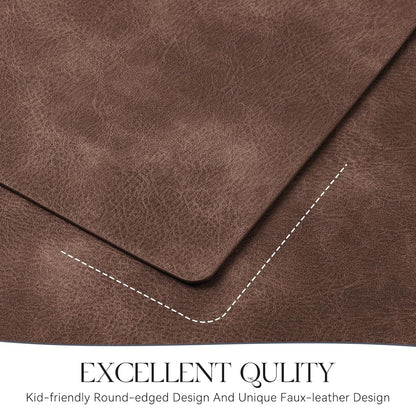MOSAYT Vinyl Placemats Set of 8-12 X 17 Inch - Faux Leather 100% Waterproof Oil-Proof Wipeable PU