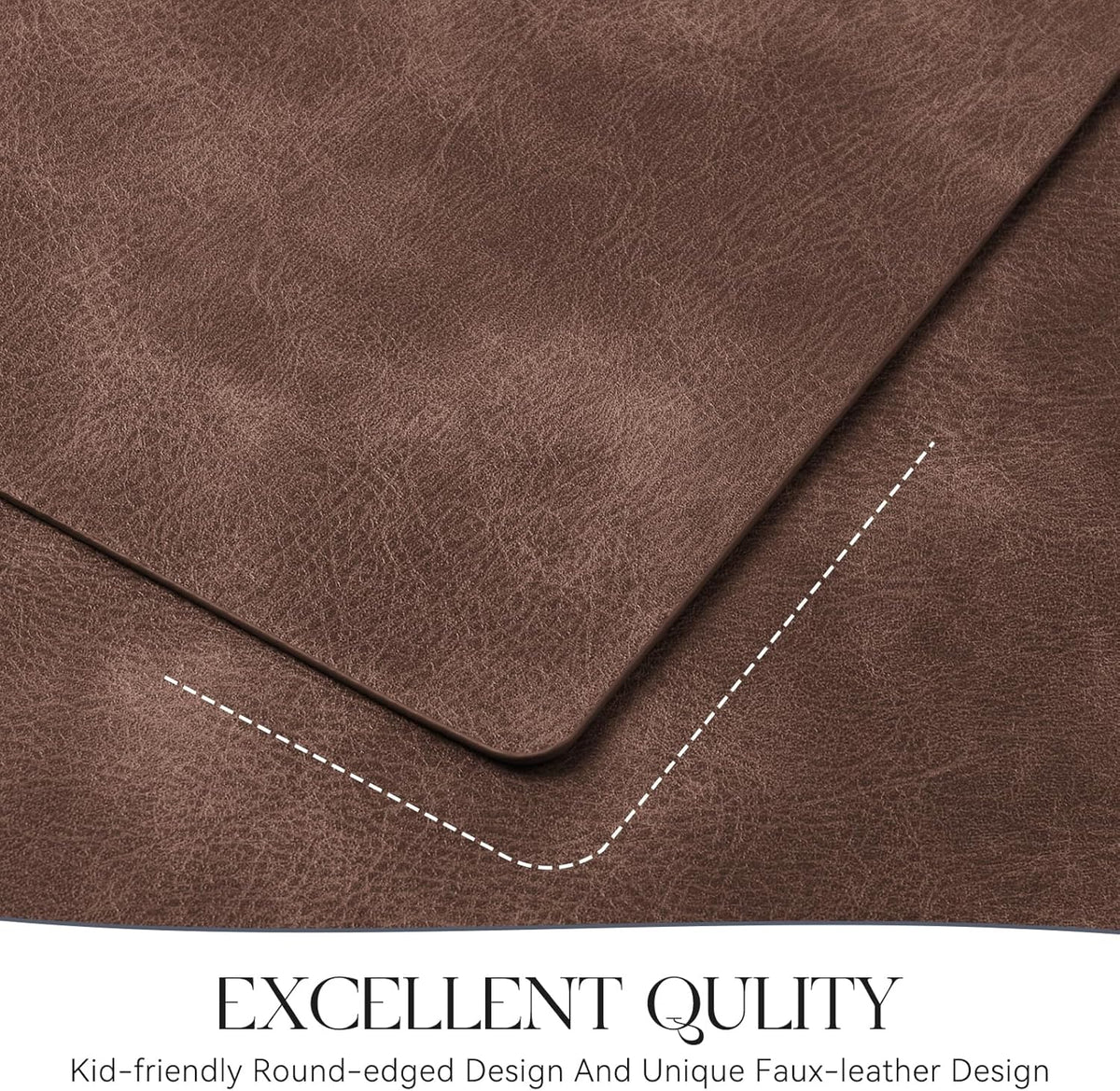 MOSAYT Vinyl Placemats Set of 6-12 X 17 Inch - Faux Leather 100% Waterproof Oil-Proof Wipeable PU