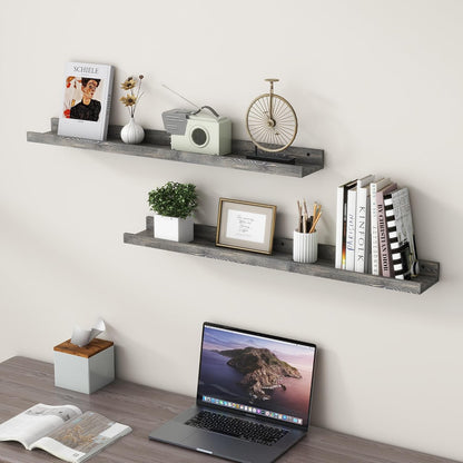 36 Inches Floating Shelves for Wall, Solid Pine Wood Picture Ledge Shelves, Wall Shelves with Lips