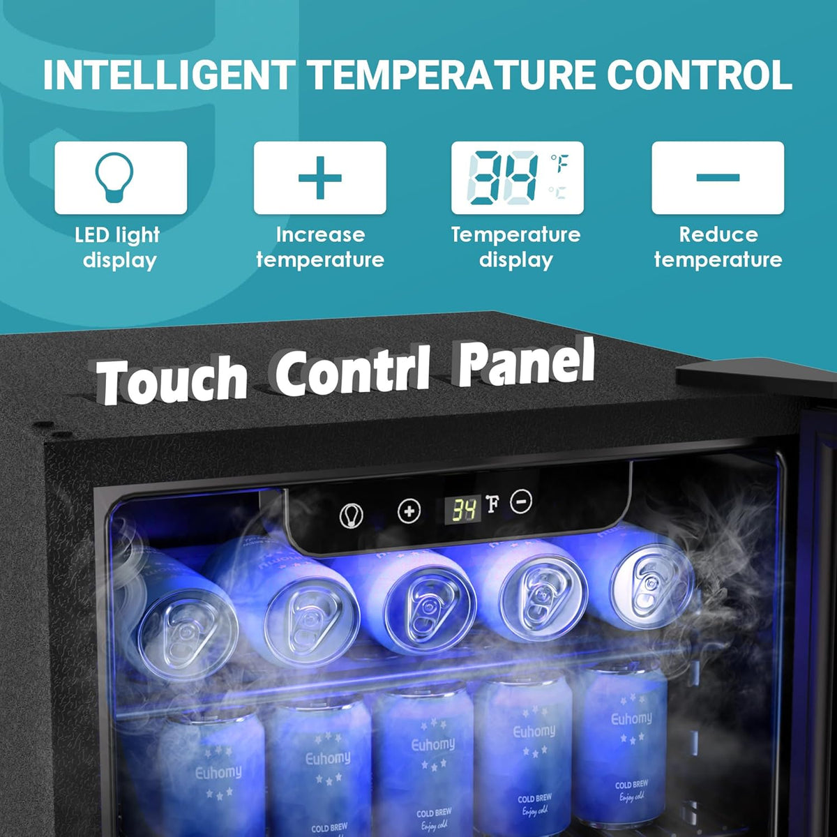 EUHOMY 100 Can Beverage Refrigerator cooler-Mini Fridge Glass Door for Beer Drinks Wines