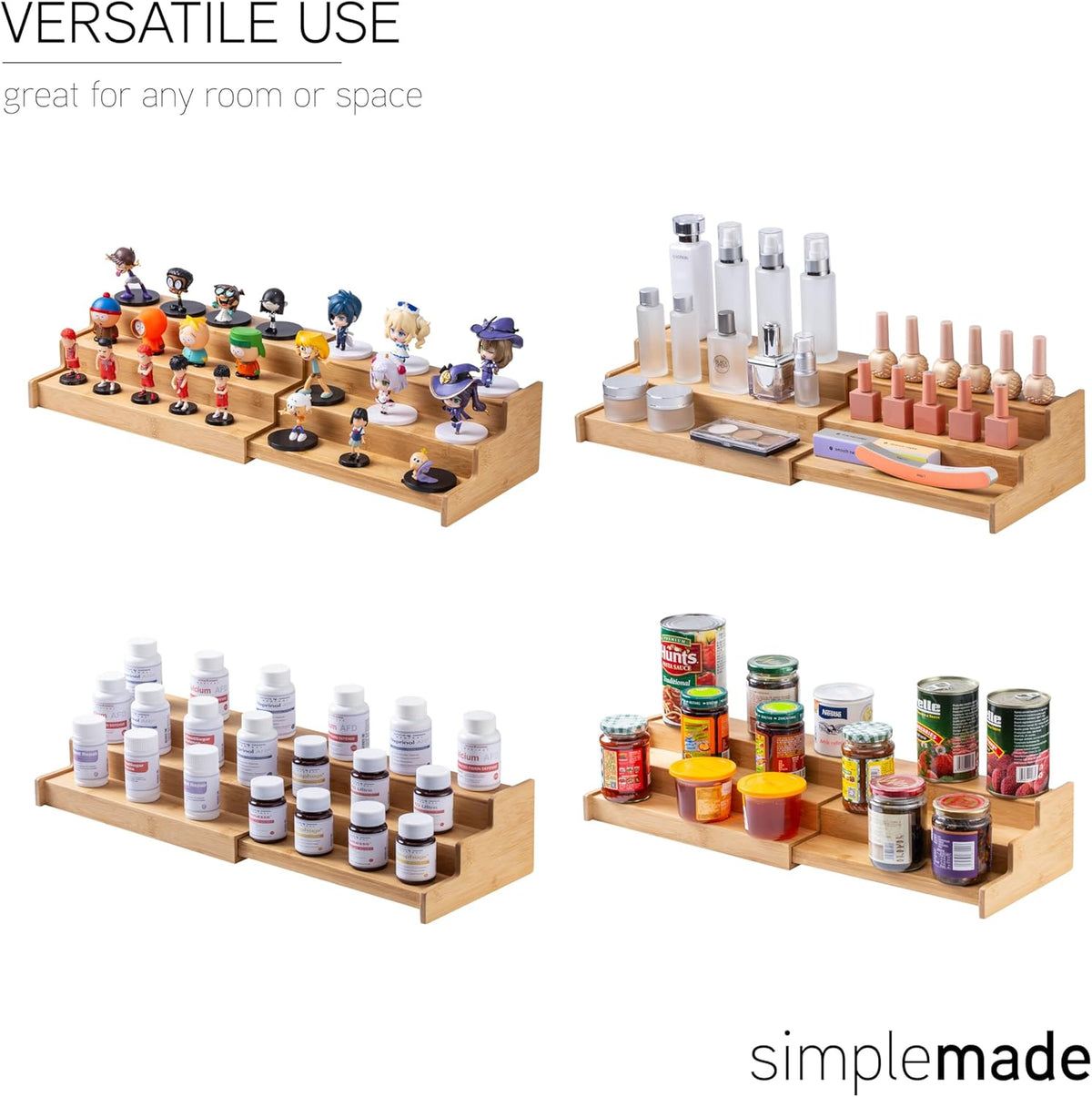 SIMPLEMADE 3-Tier Spice Rack Organizer - Versatile Storage Shelf for Kitchen, Bathroom, Bedroom &