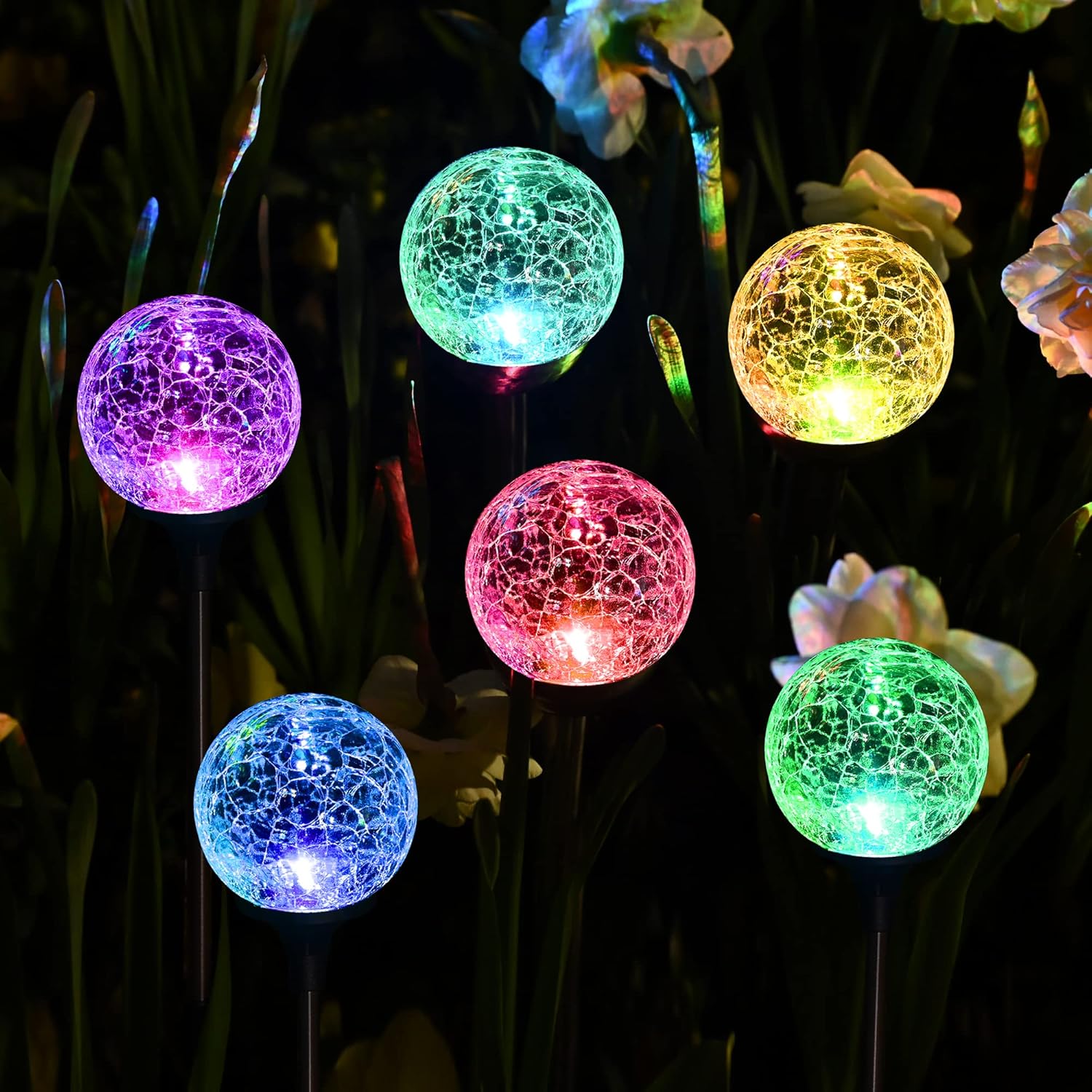 SOLPEX Solar Garden Lights 6 Pack, Solar Globe Lights Outdoor Waterproof, Solar Lights Outdoor