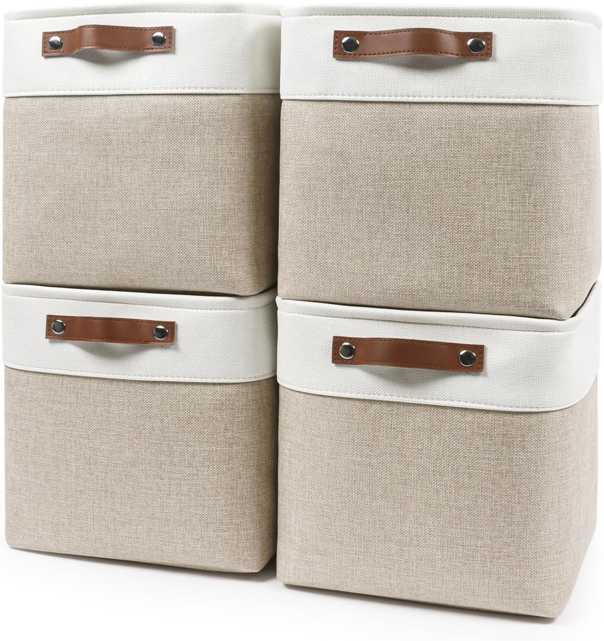 Collapsible Fabric Storage Cubes 11x11 Cube Storage Bins, 4 Pack Closet Baskets Box with Handles