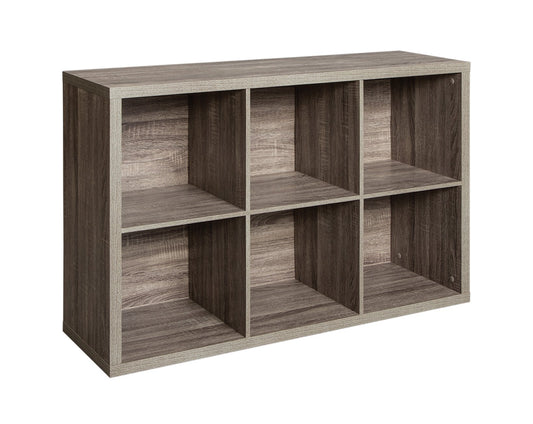 ClosetMaid 6 Cube Storage Shelf Organizer Bookshelf with Back Panel, Easy Assembly, Wood, Weathered