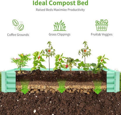 Land Guard 8×4×1ft Galvanized Metal Raised Garden Bed, Metal Planter Kit Box Outdoor for