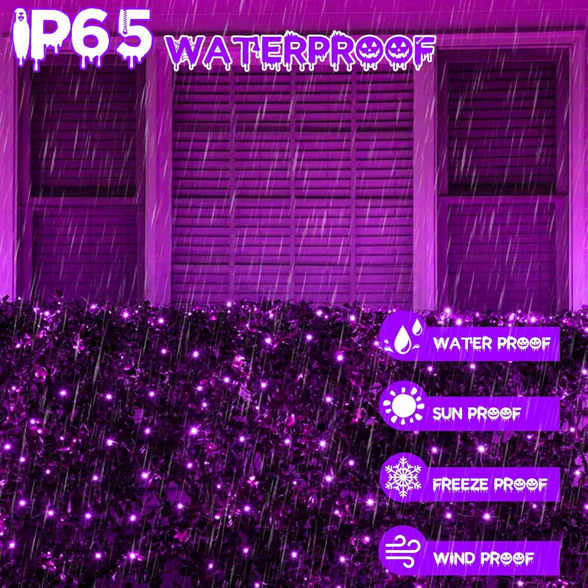 EEW 2 Pack 200 LED Solar Halloween Lights Outdoor Waterproof, Solar String Lights for Outside