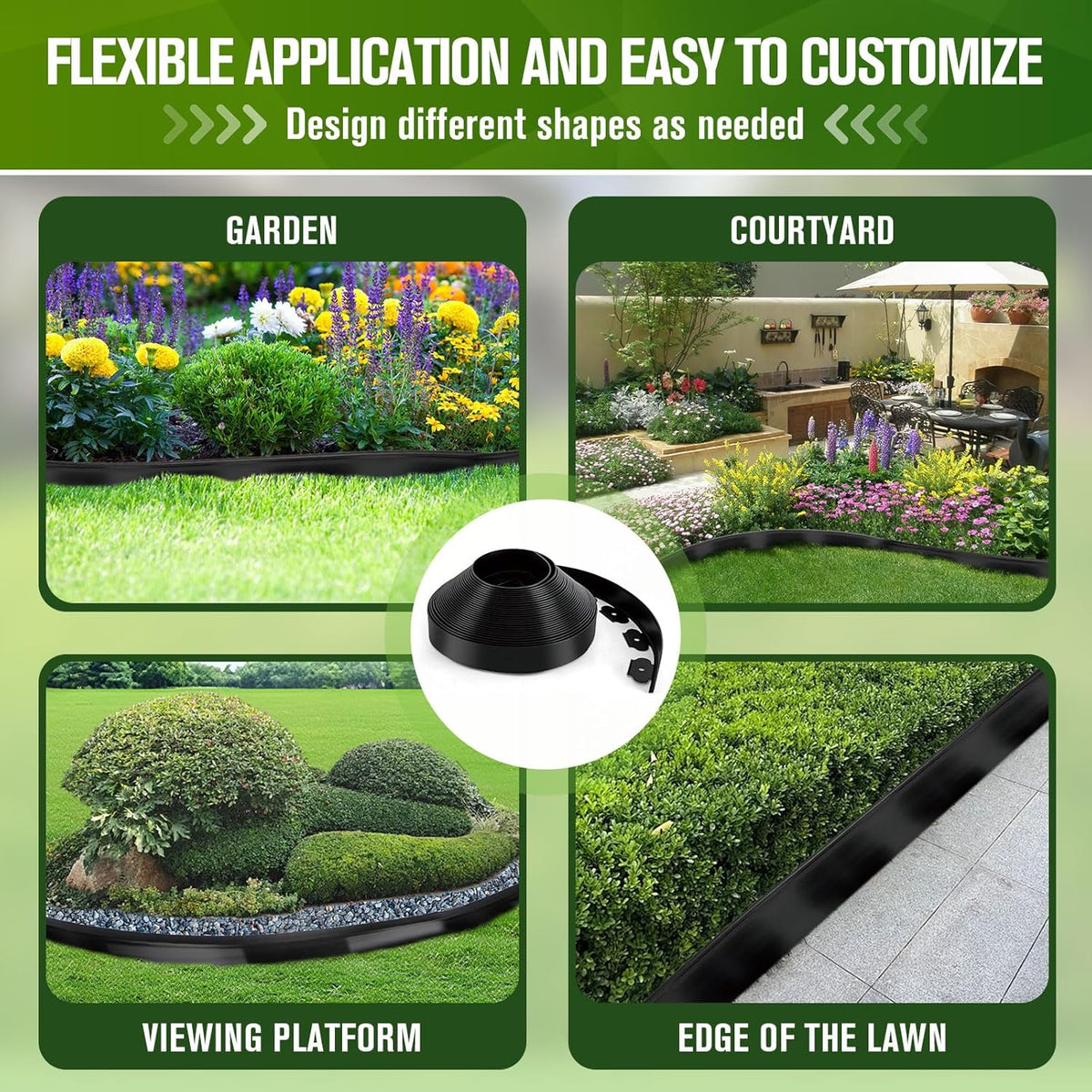 Landscape Edging, 3" x 66' Garden Edging, No Dig Edging for Landscaping with 80 Pcs Anchoring