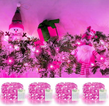 4 Pack 60LED Christmas Fairy Lights Battery Operated - 20FT Twinkle Lights with 2 Lighting Modes