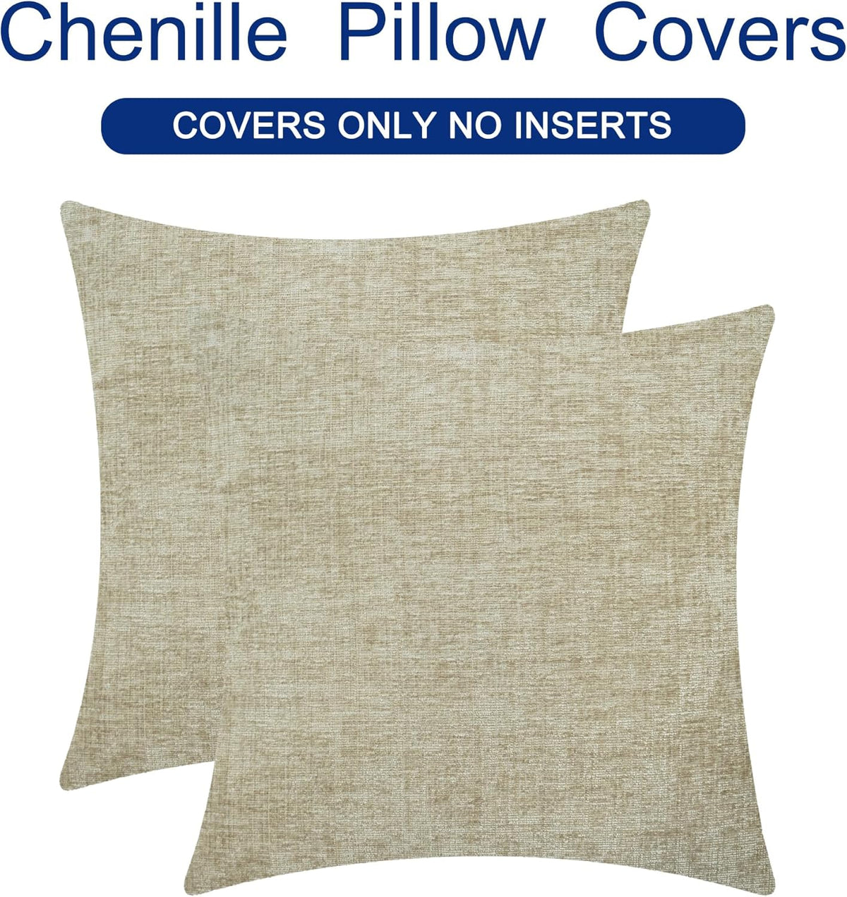 CaliTime Throw Pillow Covers Decorative 18 X 18 Inches Pack of 2 Cozy Chenille Cushion Cases for
