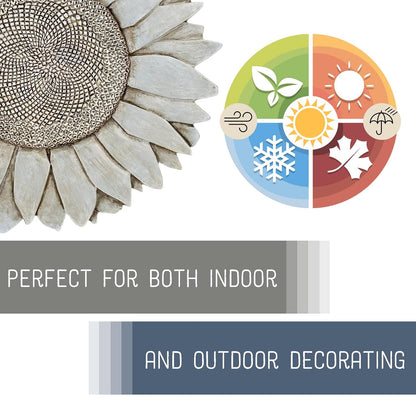 NAT & Jules Sunflower Shaped Dimensional Indoor Outdoor 12 inch Cast Resin Decorative Garden