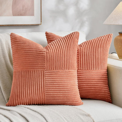 Fancy Homi 2 Packs Coral Decorative Throw Pillow Covers 18x18 Inch for Living Room Couch Bed
