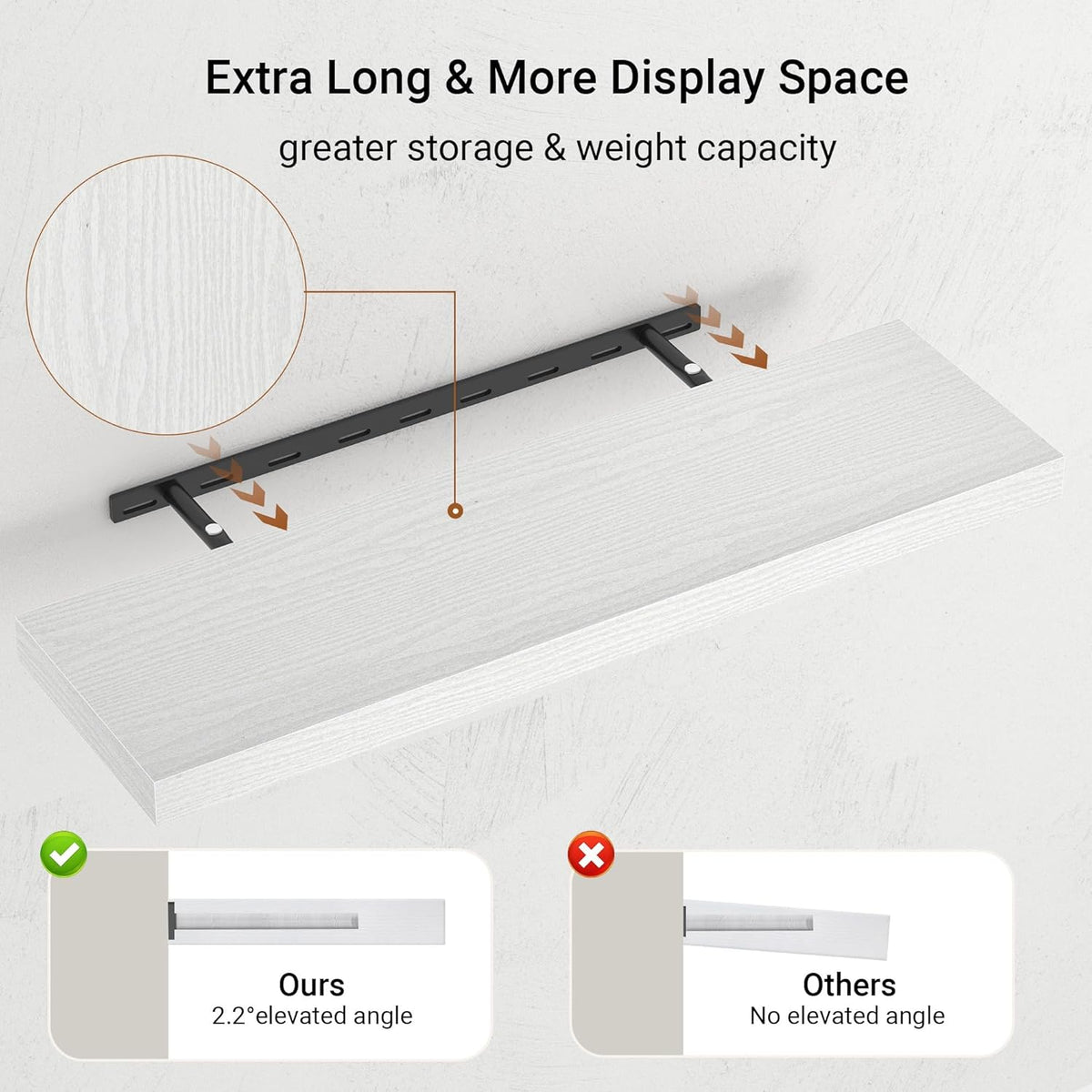 10 inch Deep Wall Shelves 36 inche Long, 1.8 Thick Single Floating Shelf Wall Mounted, Heavy Duty