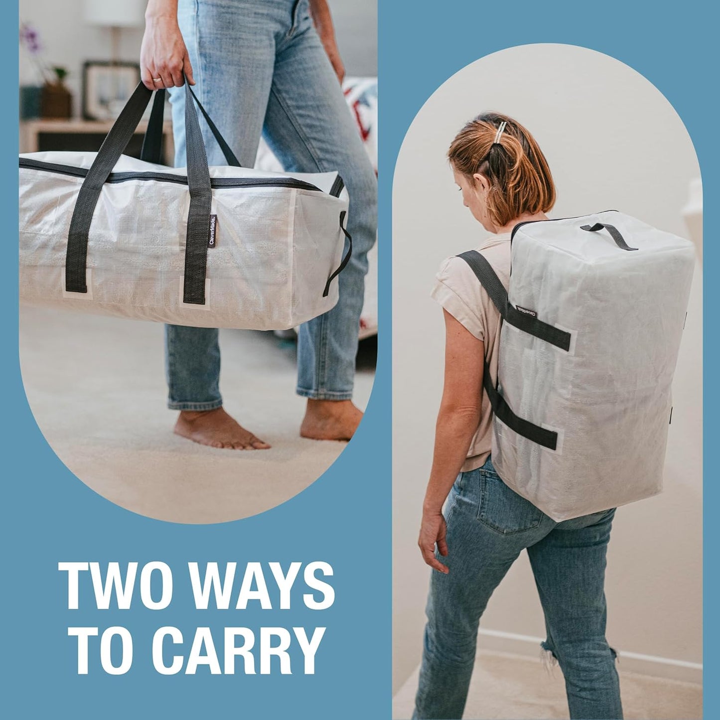 CleverMade Under Bed Storage Bag - Collapsible Storage for Shoes and Clothes Easy Use - Heavy Duty