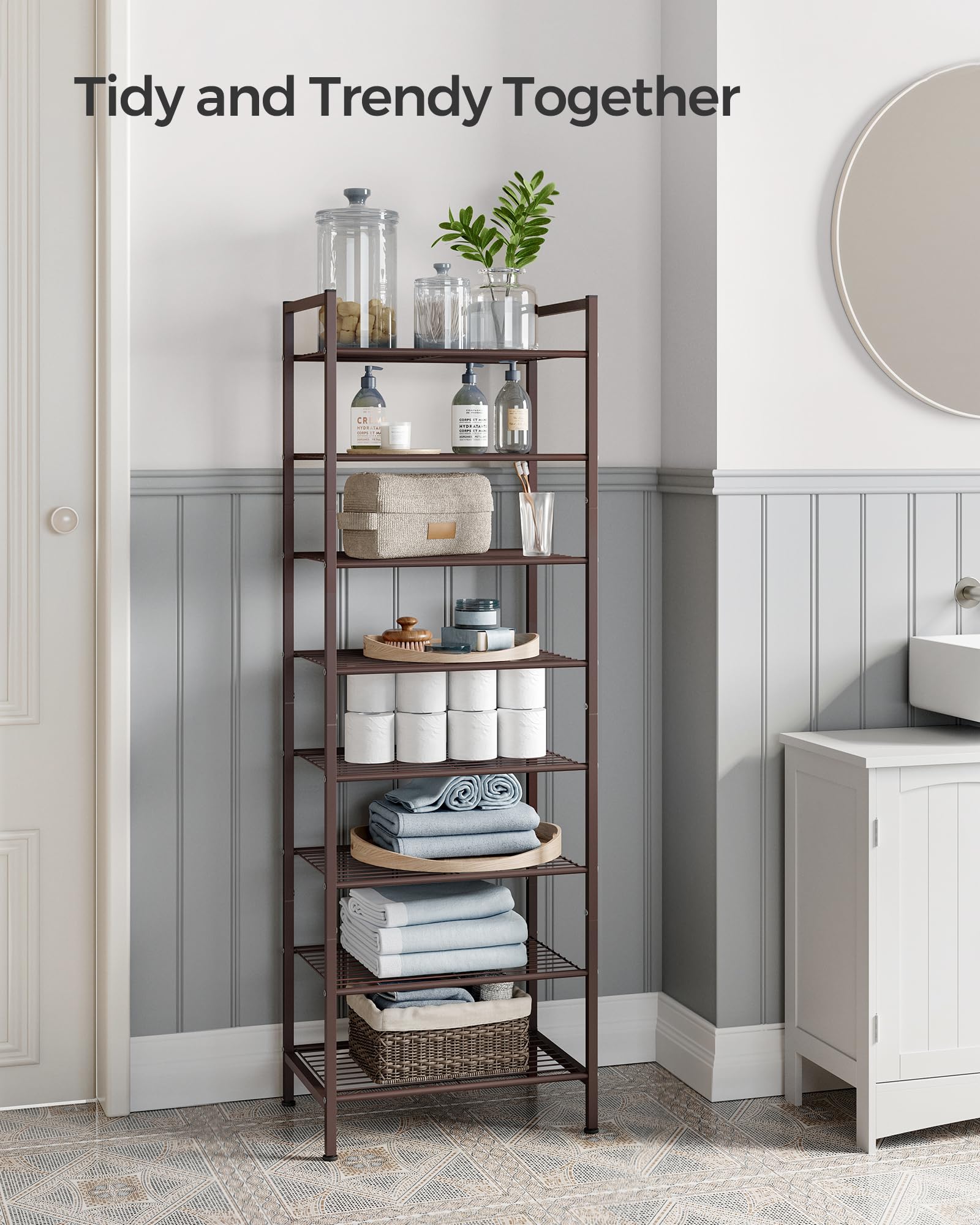 SONGMICS Metal Shoe Rack, Free Standing Shoe Organizer for Entryway Closet Garage Small Spaces