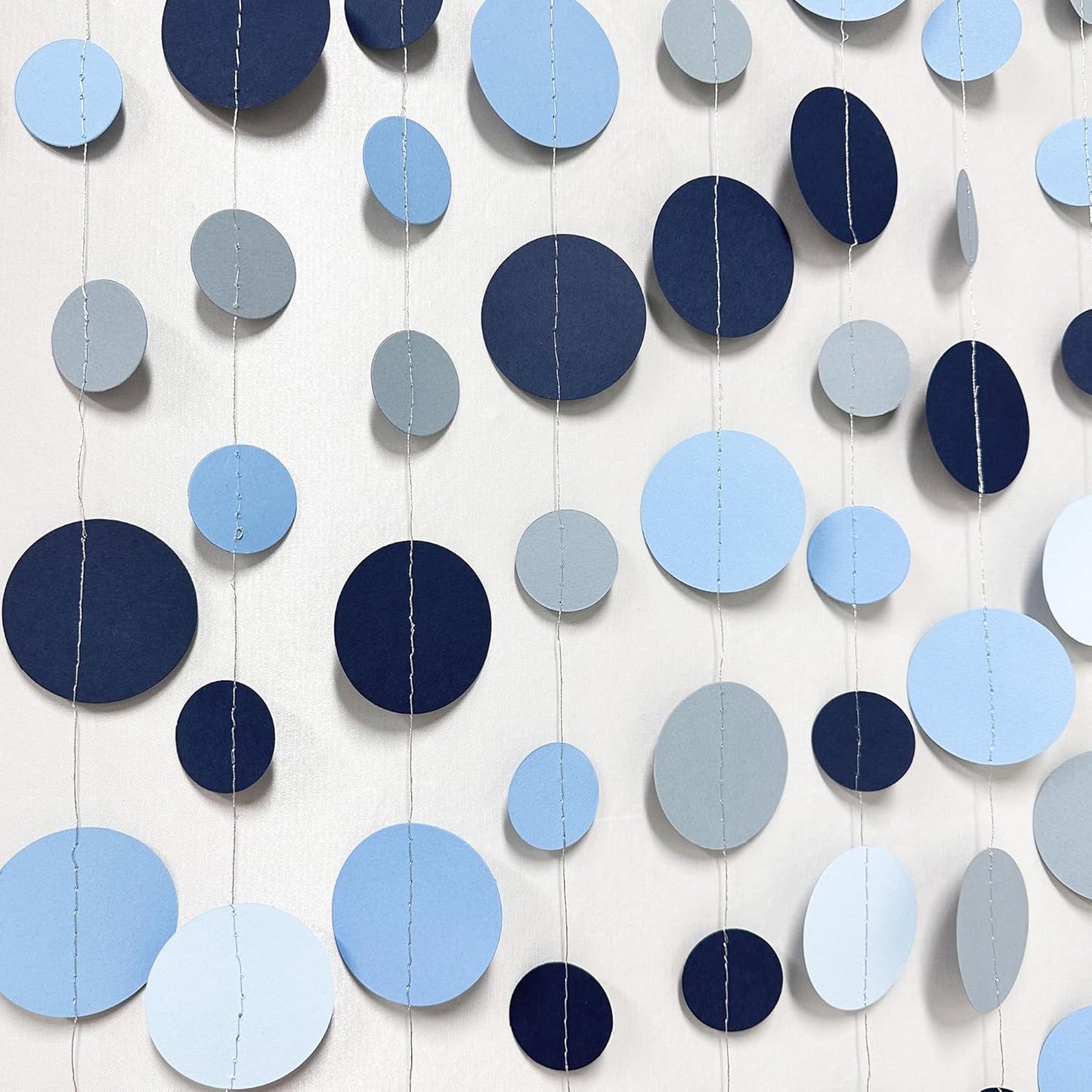 Dusty Blue Party Decorations Navy Blue Circle Dots Garland Gray Blue Hanging Paper Polka Dot