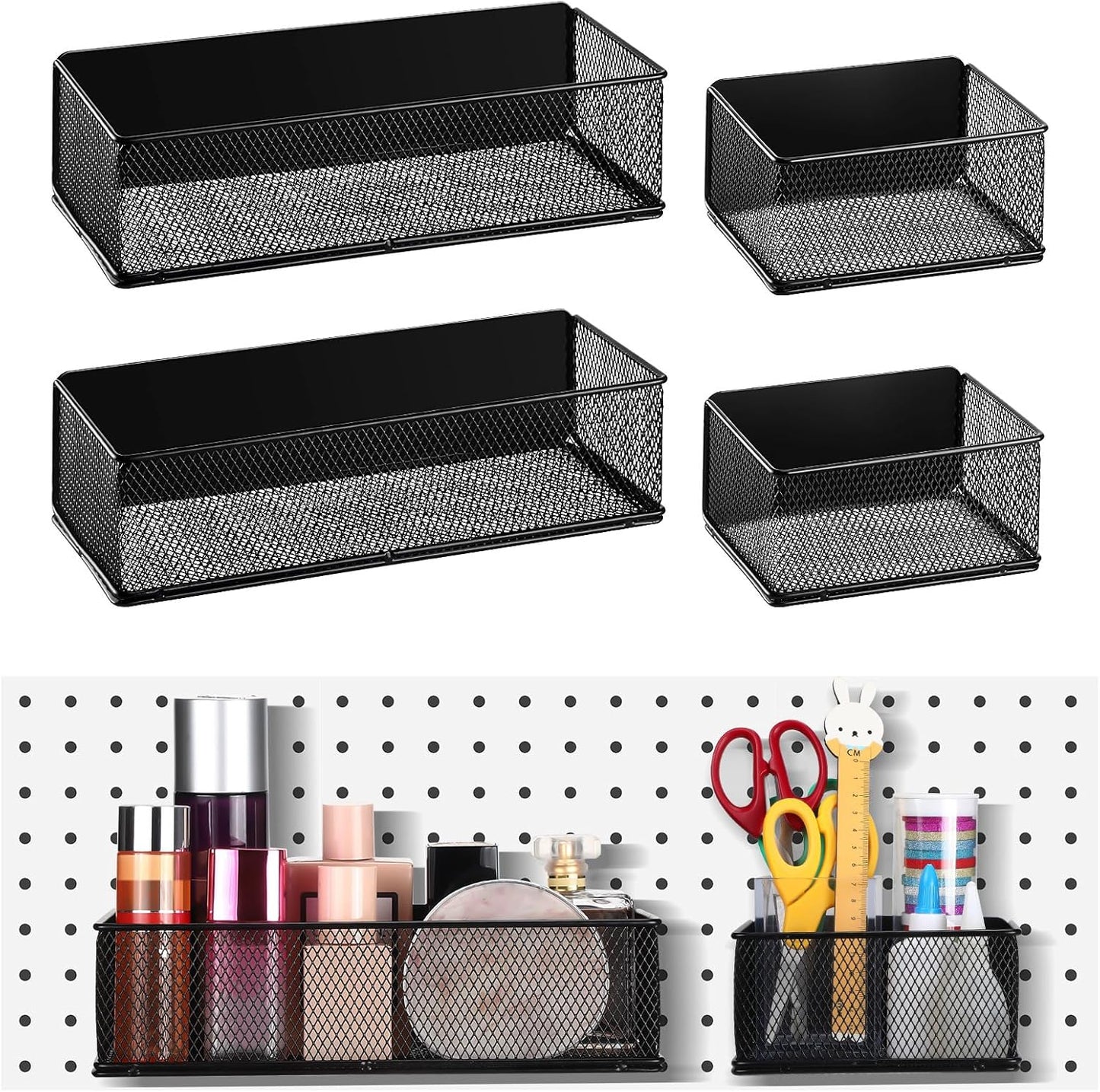 Tioncy 4 Pcs Magnetic Storage Bin Magnetic Locker Organizer for Pegboard Refrigerator Shelves