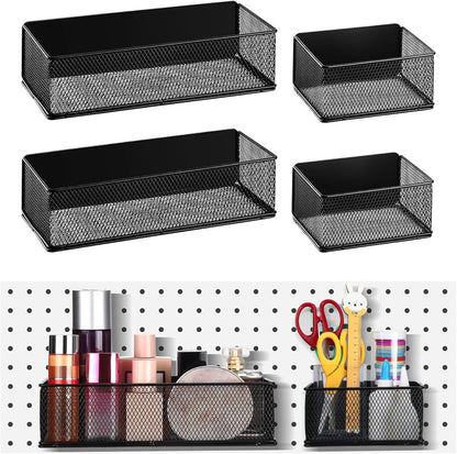 Tioncy 4 Pcs Magnetic Storage Bin Magnetic Locker Organizer for Pegboard Refrigerator Shelves