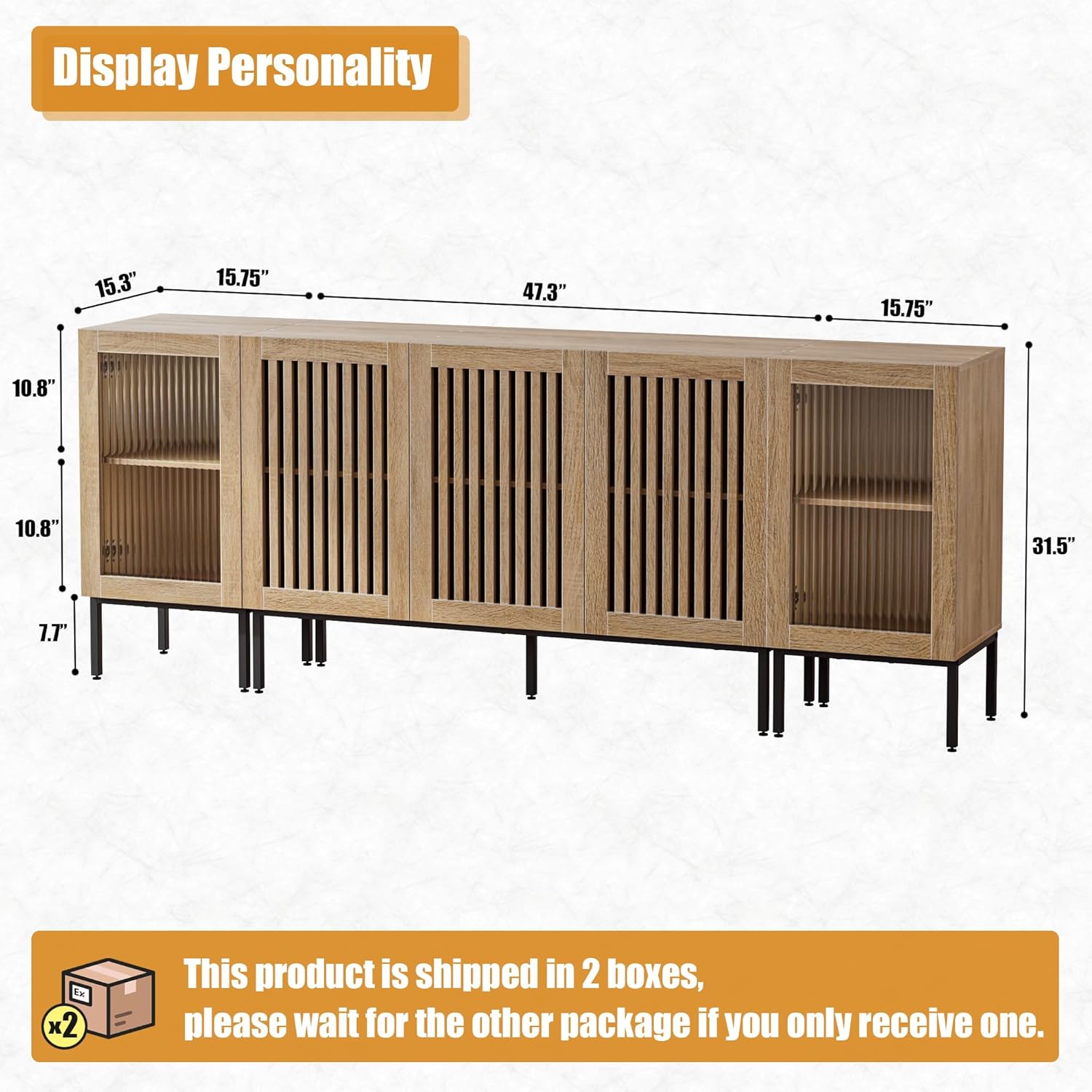 Farmhouse TV Stand for TVs up to 85 Inch, Entertainment Center TV Console with Storage Cabinets and