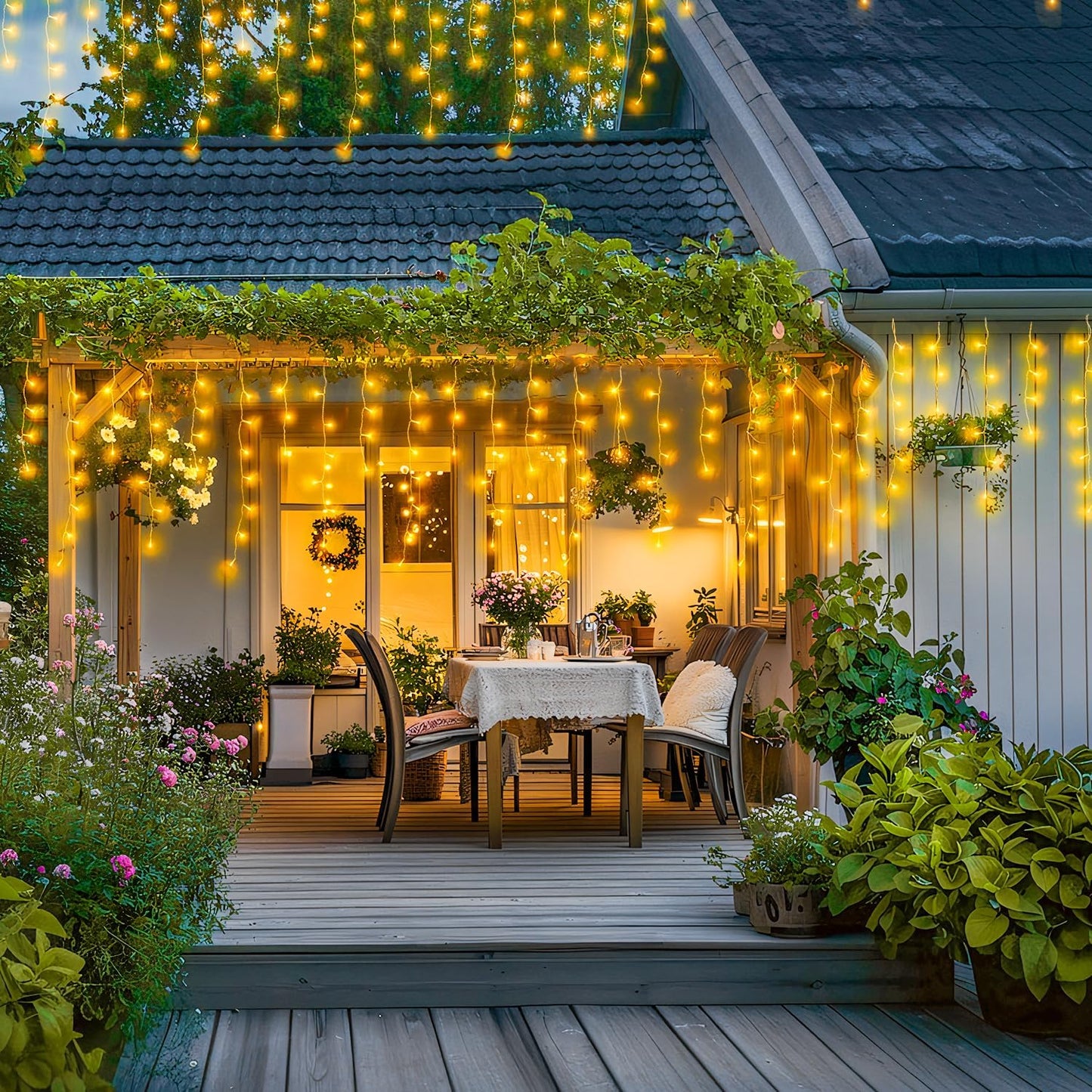 JMEXSUSS 38.8FT Icicle Lights for Outside, 400 LED Icicle Christmas Light Outdoor Indoor Plug in