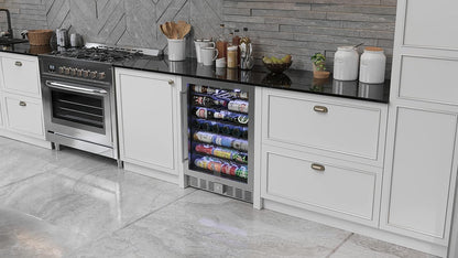 KoolMore 23.4??Inches Small Built-In Glass Door Refrigerator and Beverage Cooler for Soda Cans, 6