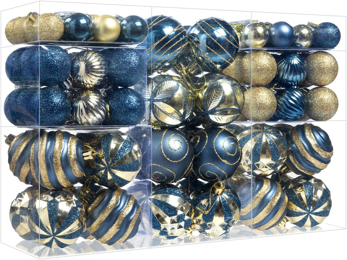 100Pcs Christmas Balls Ornaments Set, Shatterproof Christmas Decorations with Hand-held Gift