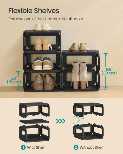 SONGMICS Shoe Rack, Shoe Organizer, 12 Shelves, Shoe Storage, Narrow Shoe Shelf, Open Shelf for