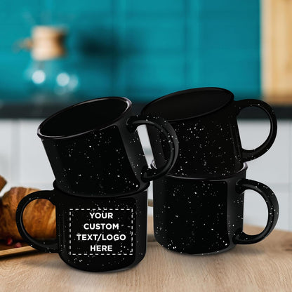 DISCOUNT PROMOS Custom Ceramic Campfire Coffee Mugs 13 oz. Set of 1, Personalized Bulk Pack