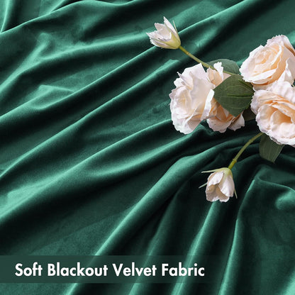 MIULEE Dark Green Velvet Curtains Thermal Insulated Blackout Curtain Christmas Emerald Green Drapes