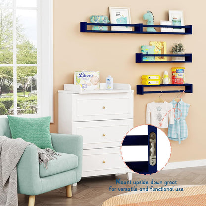 Forbena Wall Book Shelf Organizer for Kids Room Set of 4, Large Floating Book Shelves for Boy