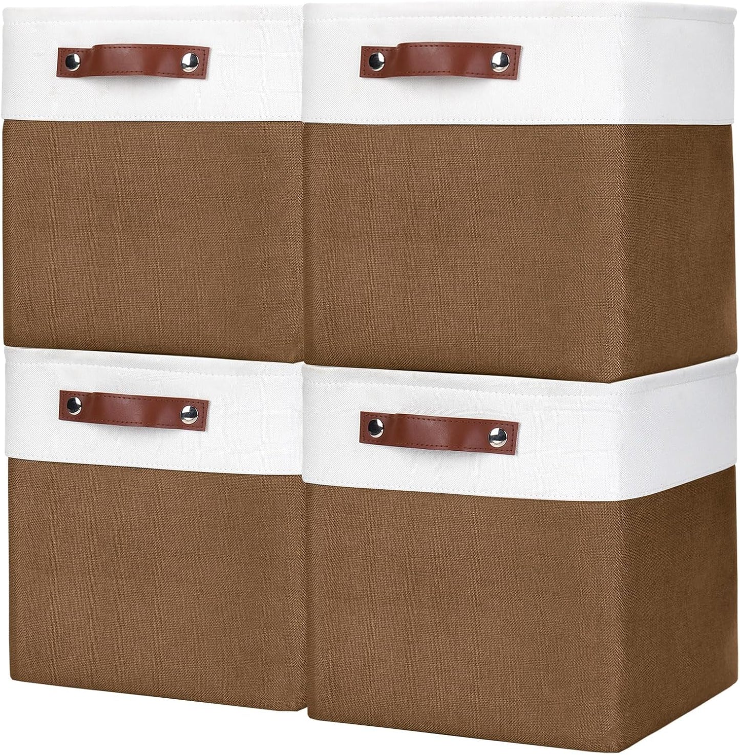 Collapsible Fabric Storage Cubes 11x11 Cube Storage Bins, 4 Pack Closet Baskets Box with Handles