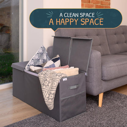 Extra Large Toy Storage Organizer with Lid - Sturdy, Collapsible Toy Chest Storage Box Design