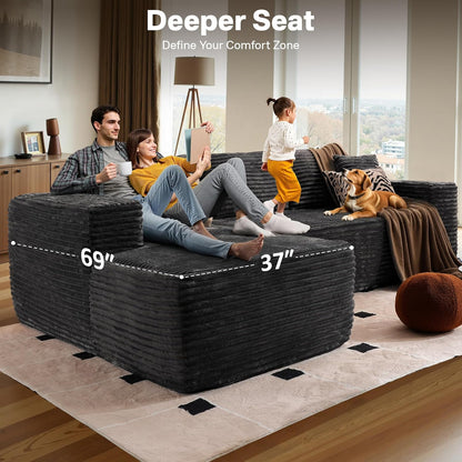 104" Cloudy Sectional L Shaped Couch for Living Room, No Assembly Required, Modular Comfy Sofa with