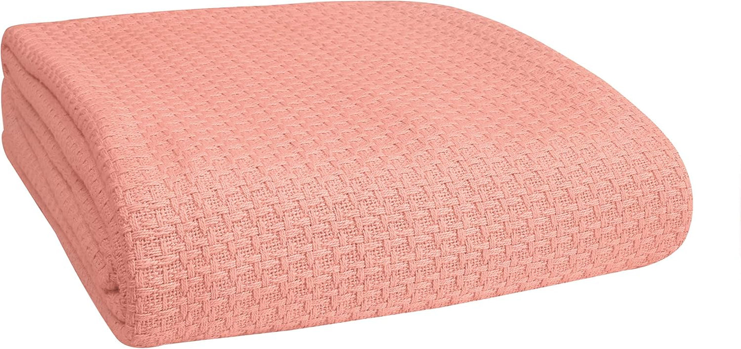 BELIZZI HOME 100% Cotton Bed Blanket, Breathable Bed Blanket King Size, Cotton Thermal Blankets