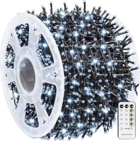 Dazzle Bright Outdoor Christmas String Lights, 1000 LED 328 FT Plug in Fairy Light with Remote