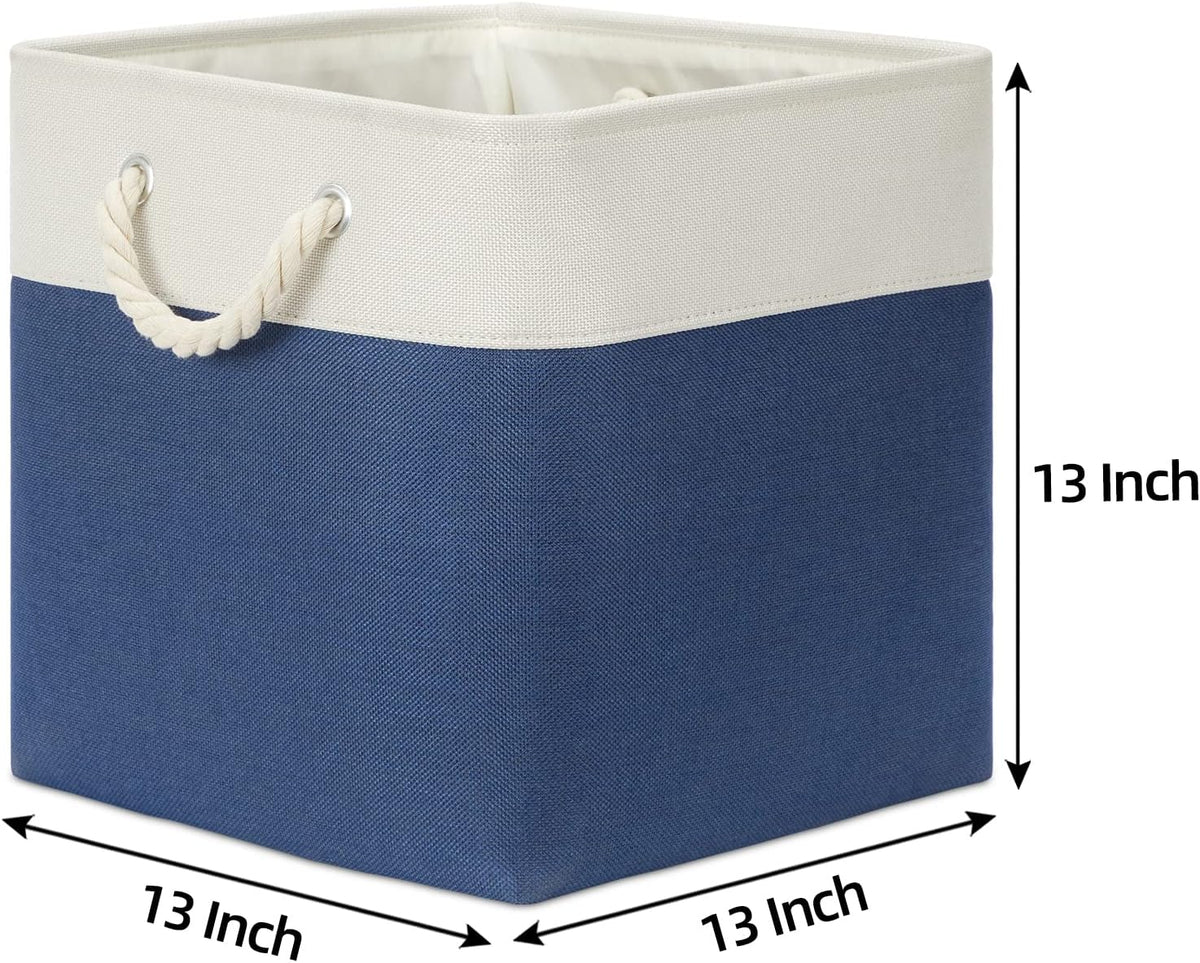 Bidtakay Storage Baskets Large Cube Storage Bins Fabric Baskets for Organizing Shelves 13x13 Navy