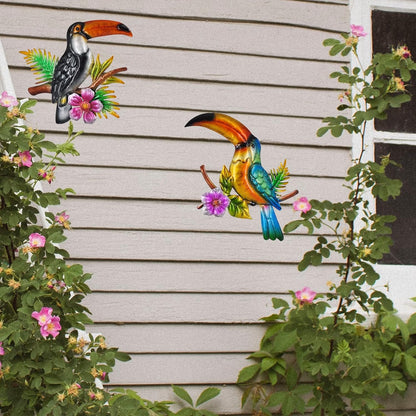 Metal Bird Wall Decor Toucan Tropical Outdoor Wall Art Suitable for Indoor and Outdoor Garden Fence