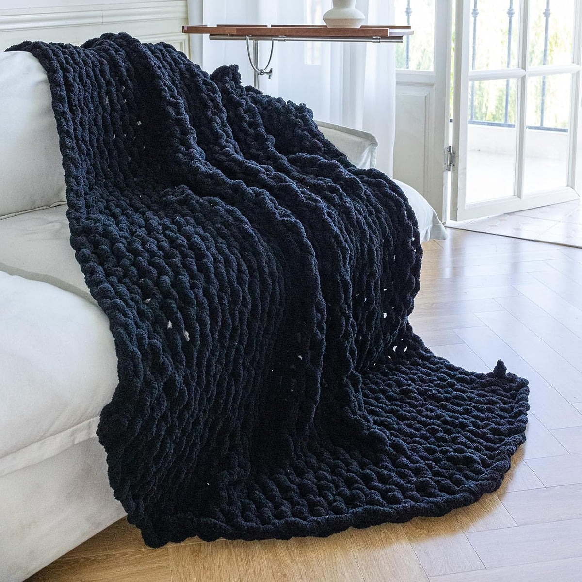 Chunky Knit Blanket - Luxury Soft Cozy 40 * 50 Throw Blanket,100% Woven Blanket Rope Knot Throw
